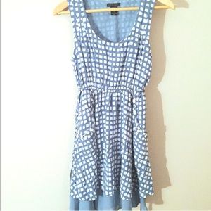 Doki Geki Square Print Sundress Blue White Small